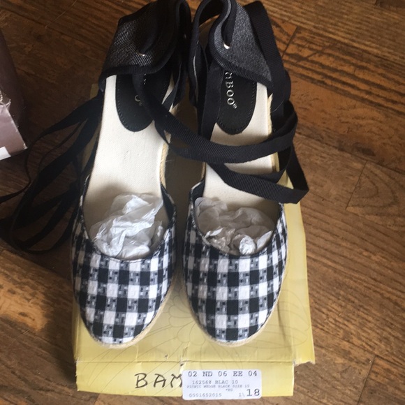 Bamboo picnic wedge ankle strap tie sandals - Picture 5 of 9